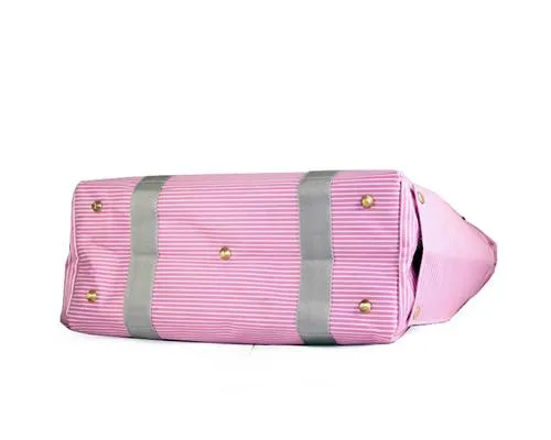 Stripe Series Pet Kennel Carrier Crate Tote Bag - Pink