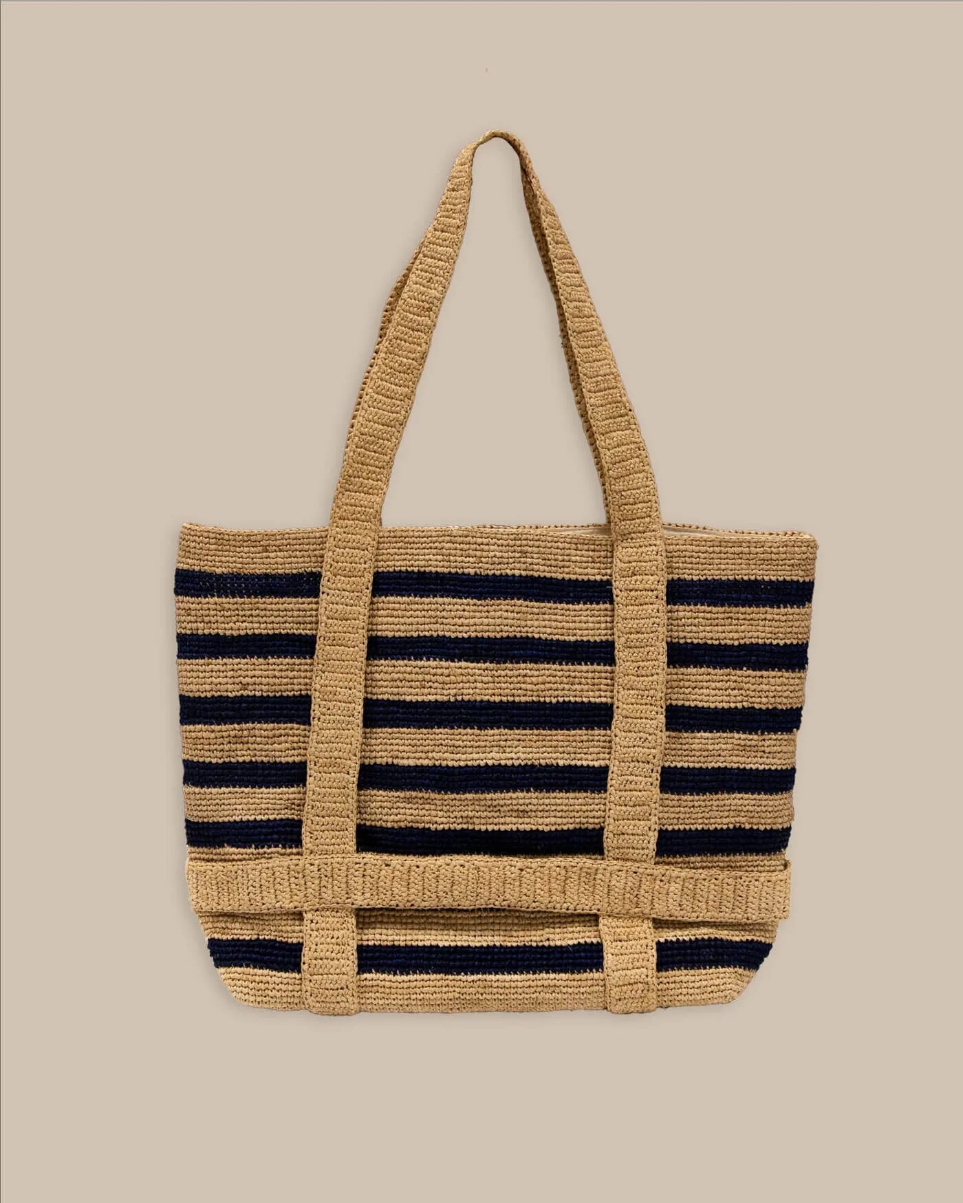 Striped Straw Hat Carrier Beach Tote