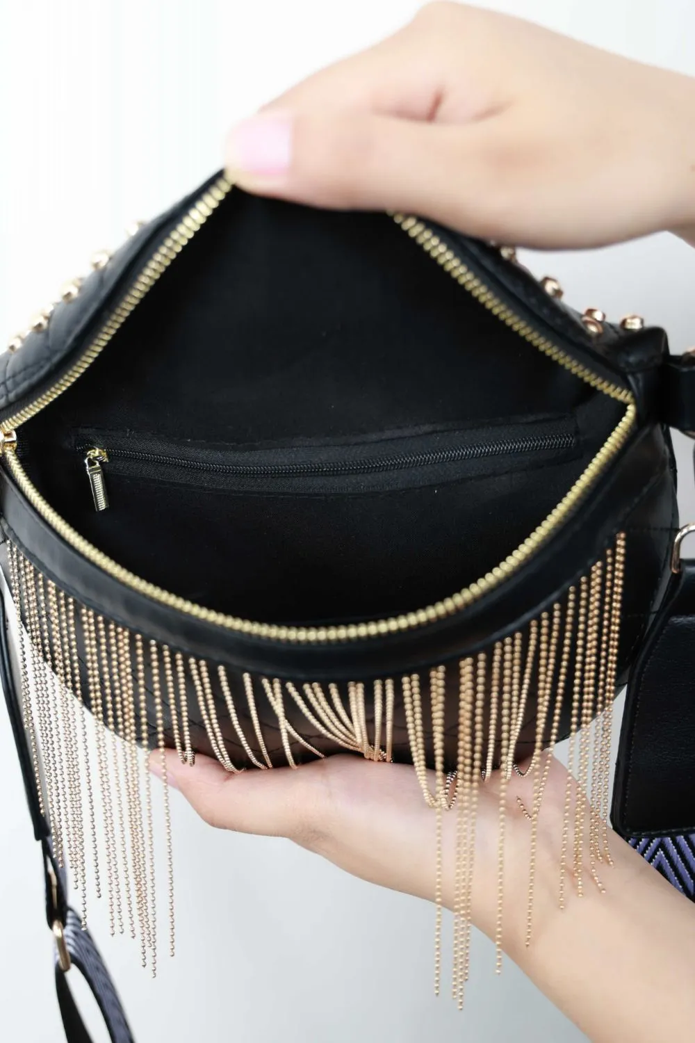 Studded Sling Bag with Fringes