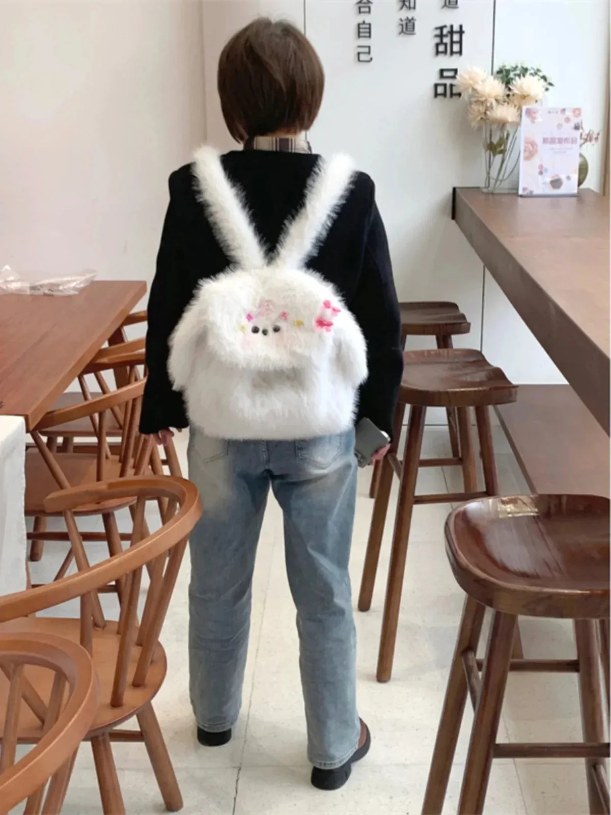 TAVIMART  -  Cute Sweet Autumn Winter New Design Doll Gift Furry Schoolbag Student All-match Casual JK Bag Commuter Backpack