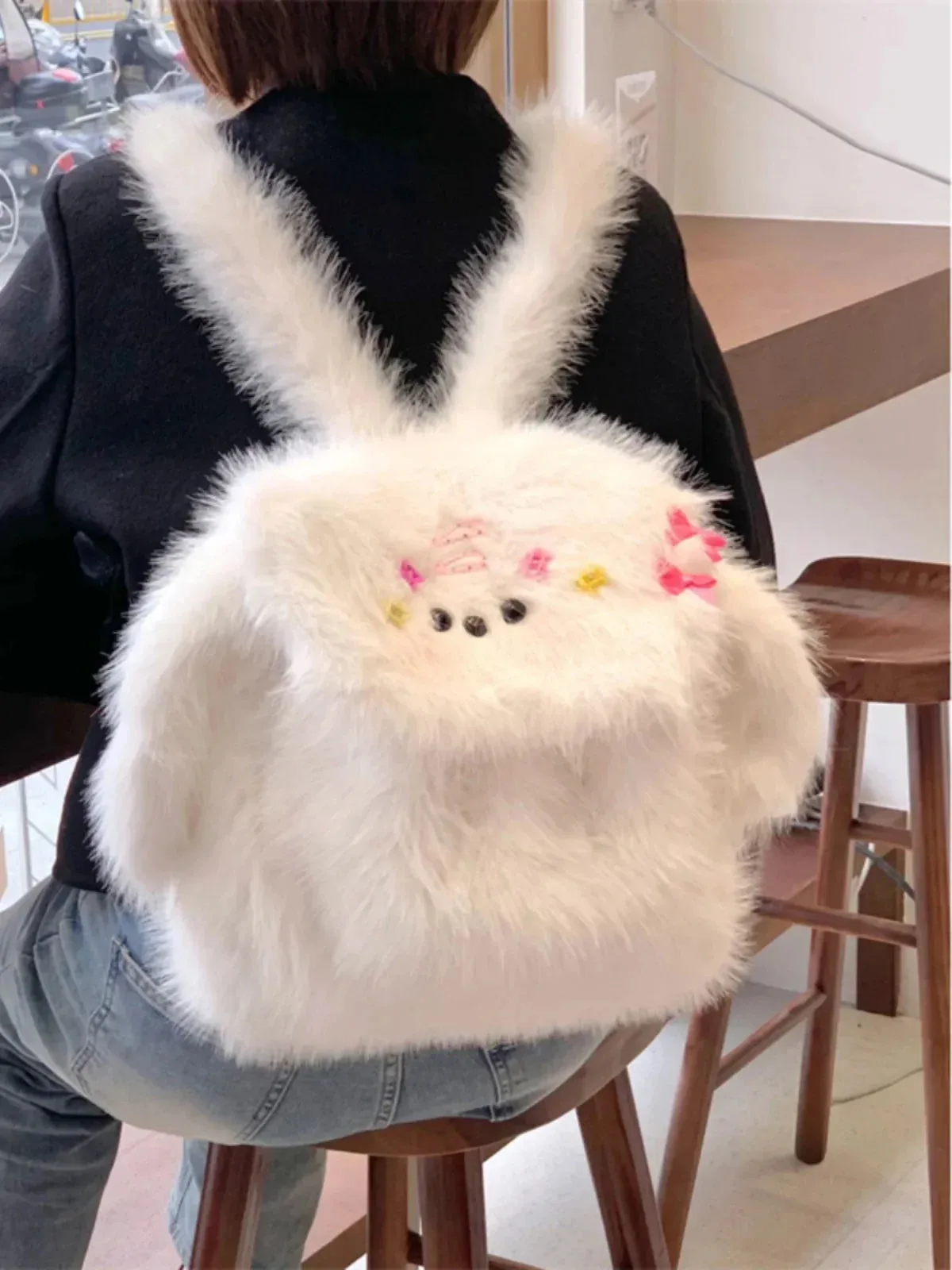 TAVIMART  -  Cute Sweet Autumn Winter New Design Doll Gift Furry Schoolbag Student All-match Casual JK Bag Commuter Backpack