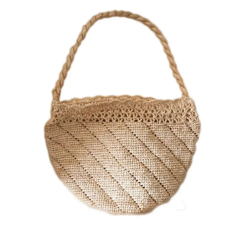 TAVIMART  -  Handmade crochet Lafite grass woven beach handbag bucket shoulder bag