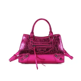 The Edit - Metallic Faux Grab Bag in Fuschia