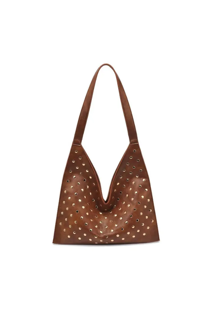 Tori Studded Hobo - Chocolate