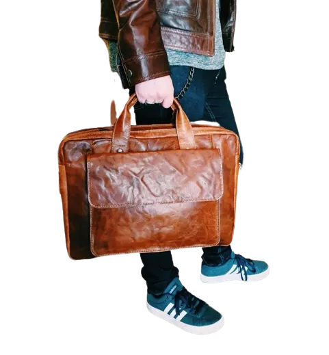 Turku Briefcase Satchel Bag - Brandy | Brown