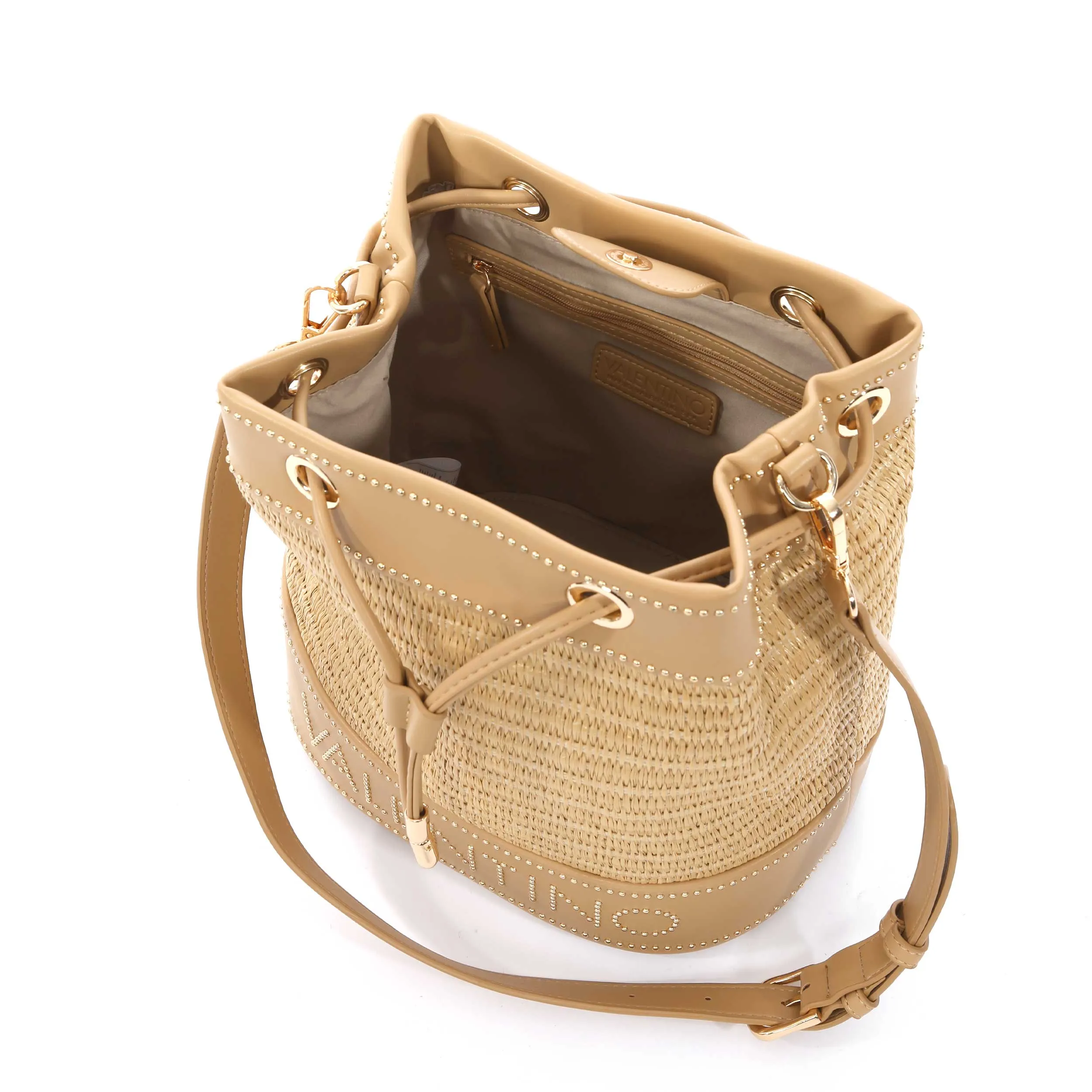 Valentino Bags Float Ladies Bucket Bag in Natural