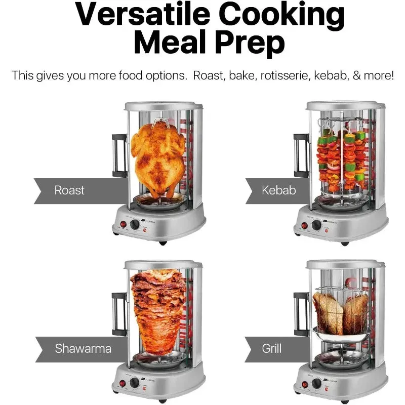 Vertical Rotisserie Oven Grill-Countertop Stainless Steel Rotating Oven