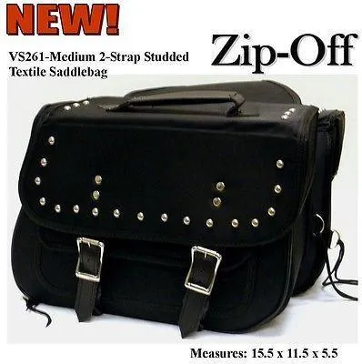 VS261 Vance Leather Medium Slant Studded Textile Saddle Bag