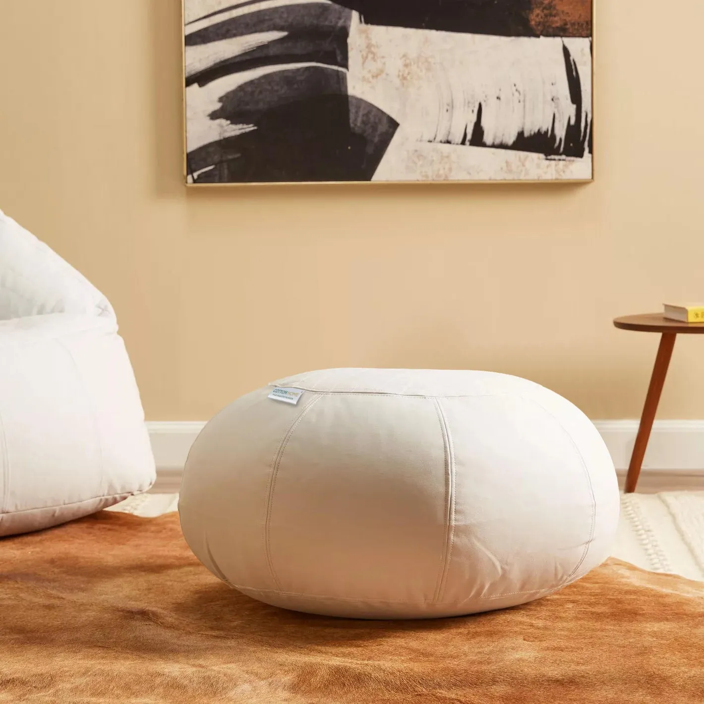 White PU Leather Bean Bag Pouf