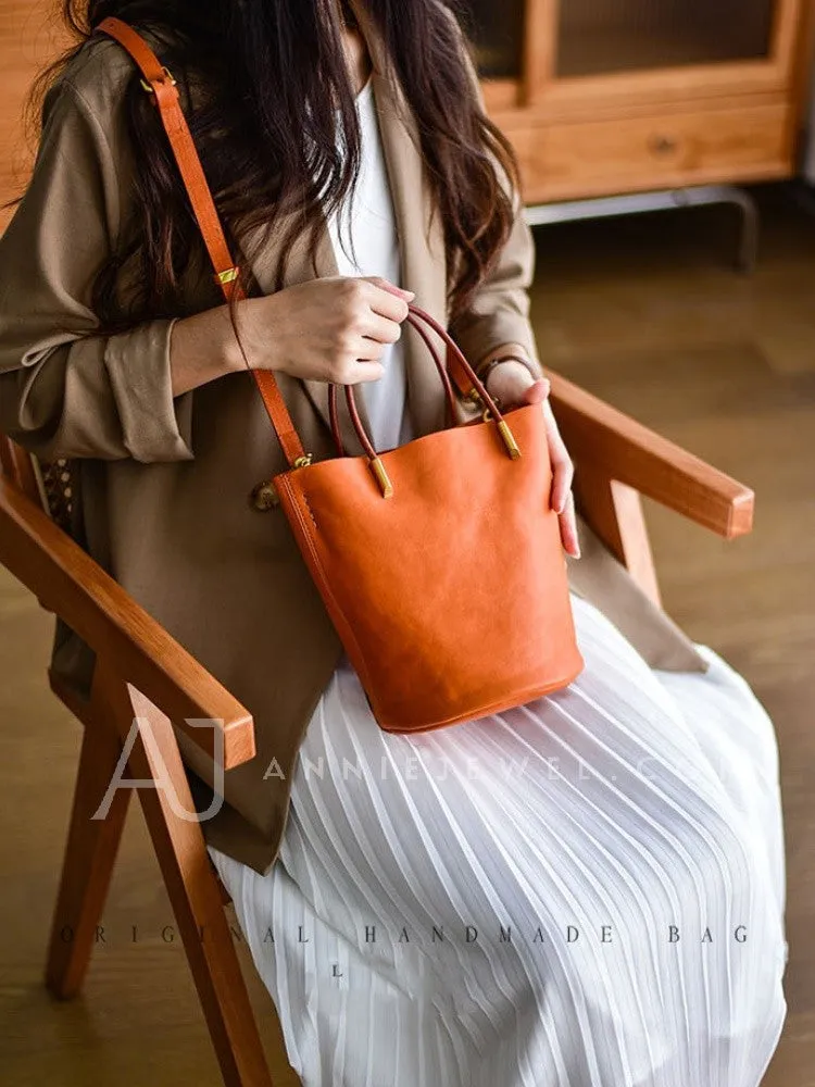 Women's Crossbody Bucket Bag Leather Small Leather Bucket Bag Crossbody