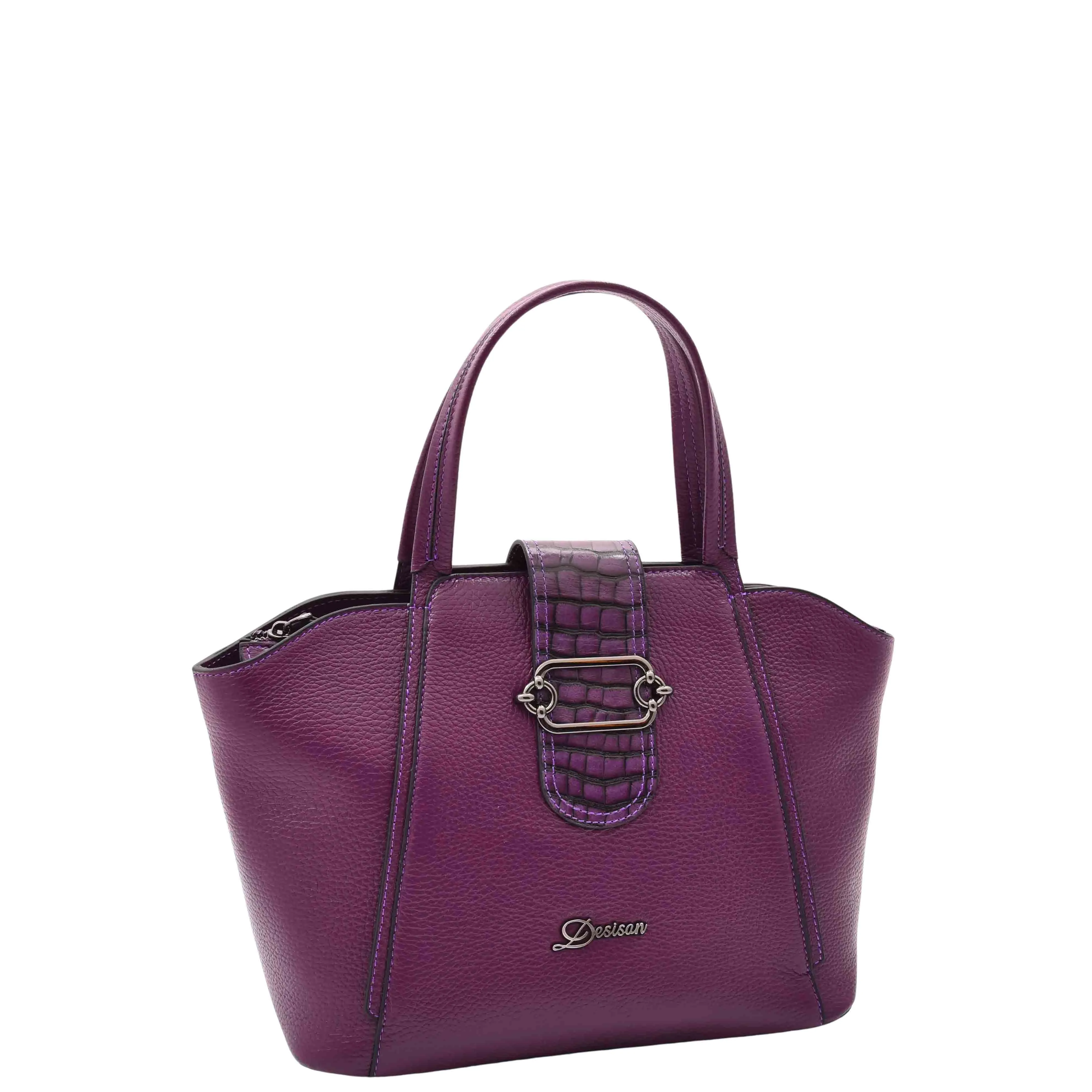 Womens Fashion Leather Handbag Adjustable Strap Bag JANE Purple