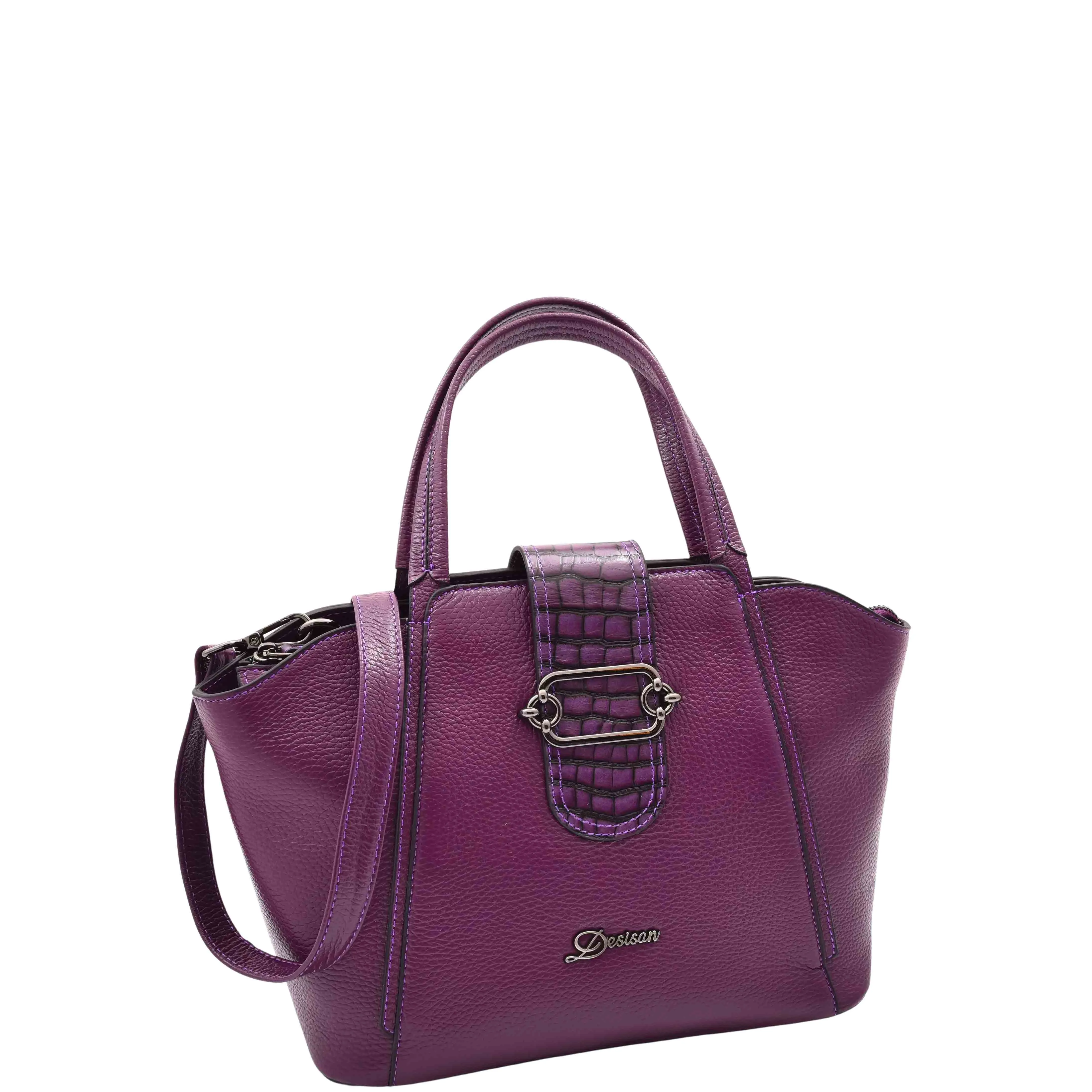 Womens Fashion Leather Handbag Adjustable Strap Bag JANE Purple