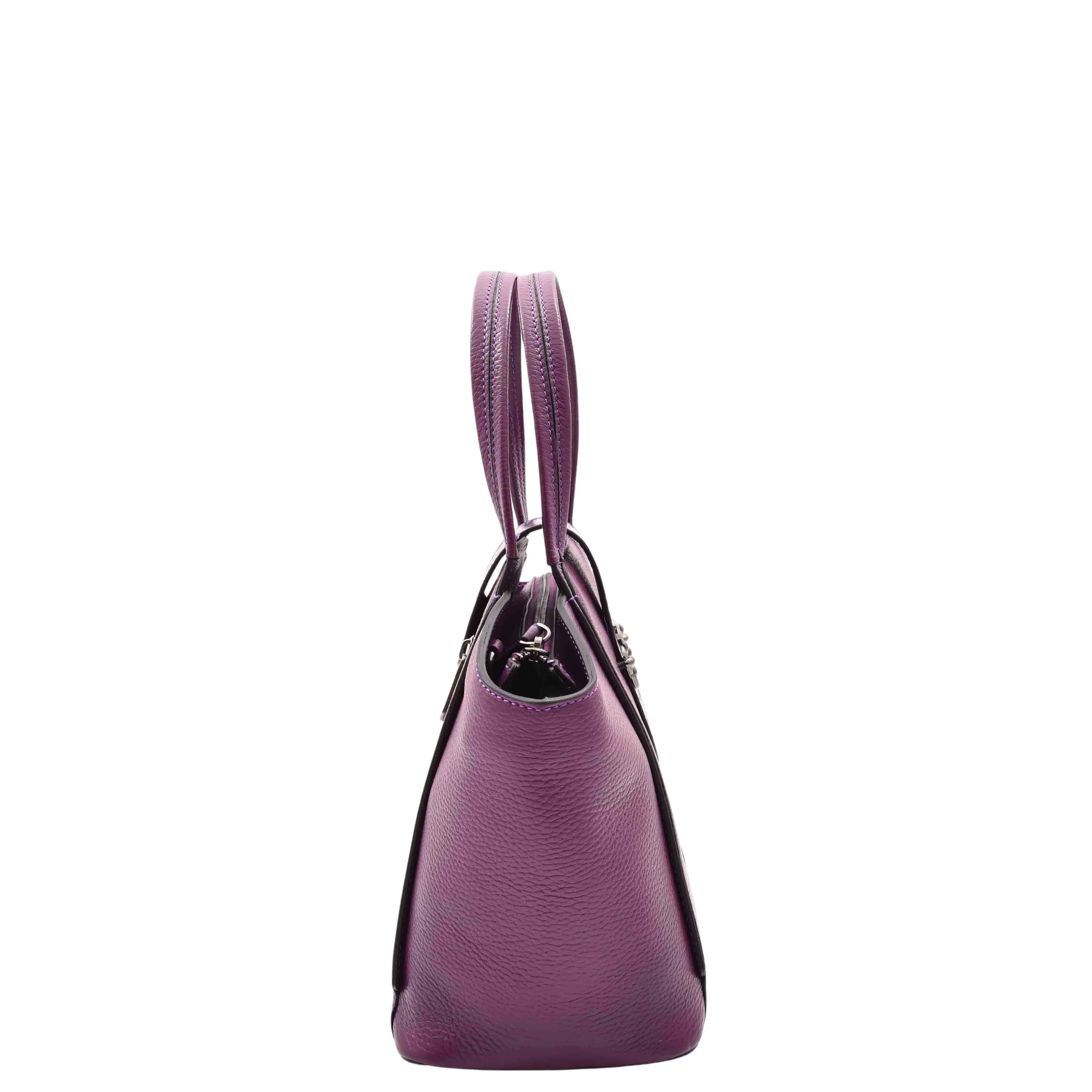 Womens Fashion Leather Handbag Adjustable Strap Bag JANE Purple