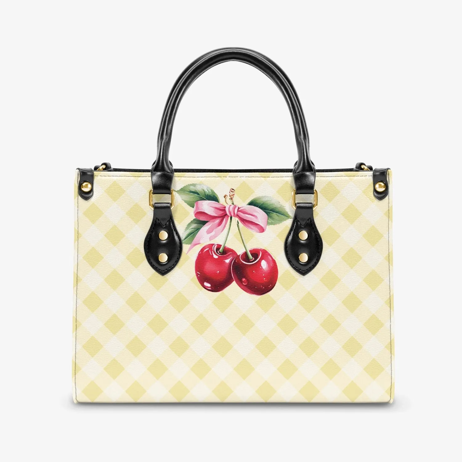 Women's Tote Bag - Rockabilly - Cherries Lemon Plaid