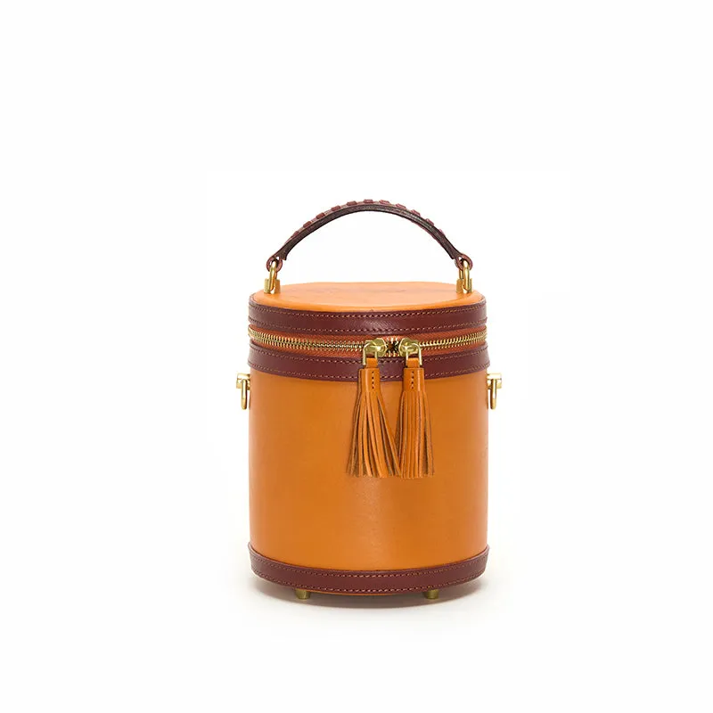 Women's Vegetable Tanned Leather One Shoulder Vintage Bucket Bag