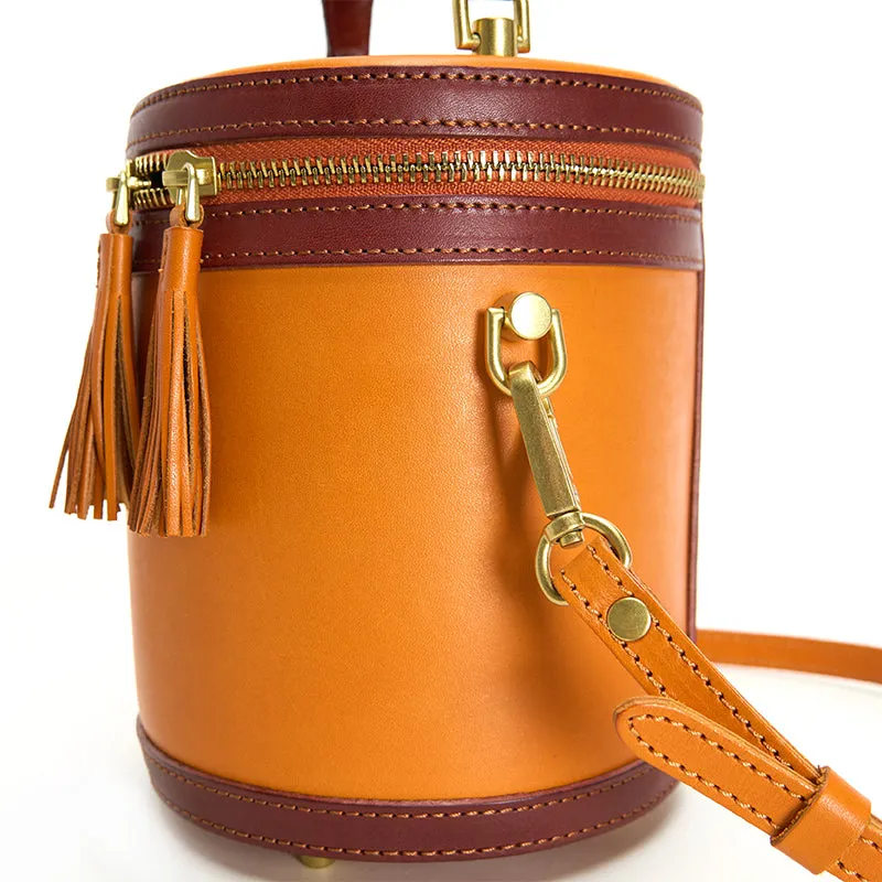 Women's Vegetable Tanned Leather One Shoulder Vintage Bucket Bag