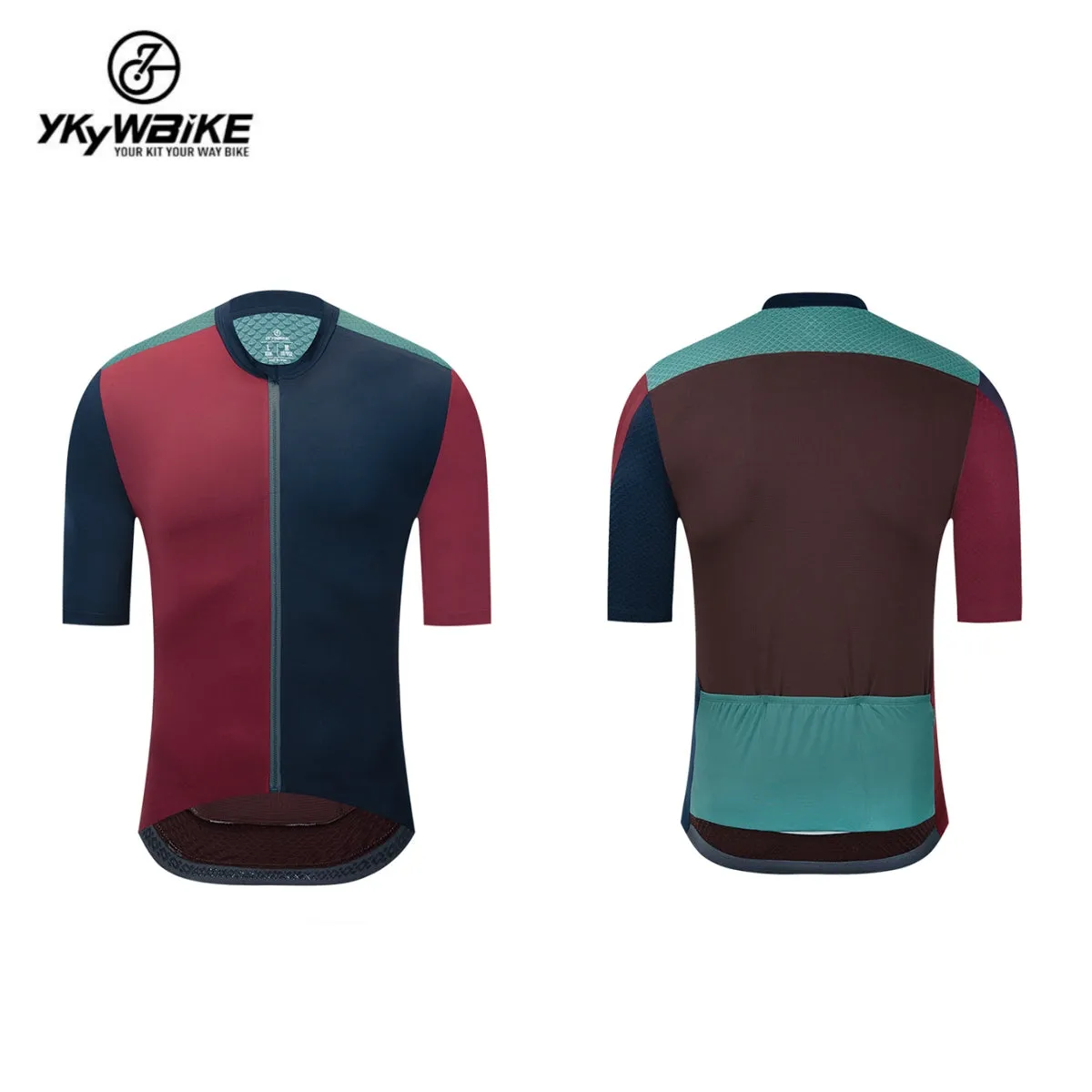 YKYW 2024 Men's New Cycling Jersey Moisture Wicking Quick Dry Multiple Color Combinations Colorblocking Dark Blue Brown