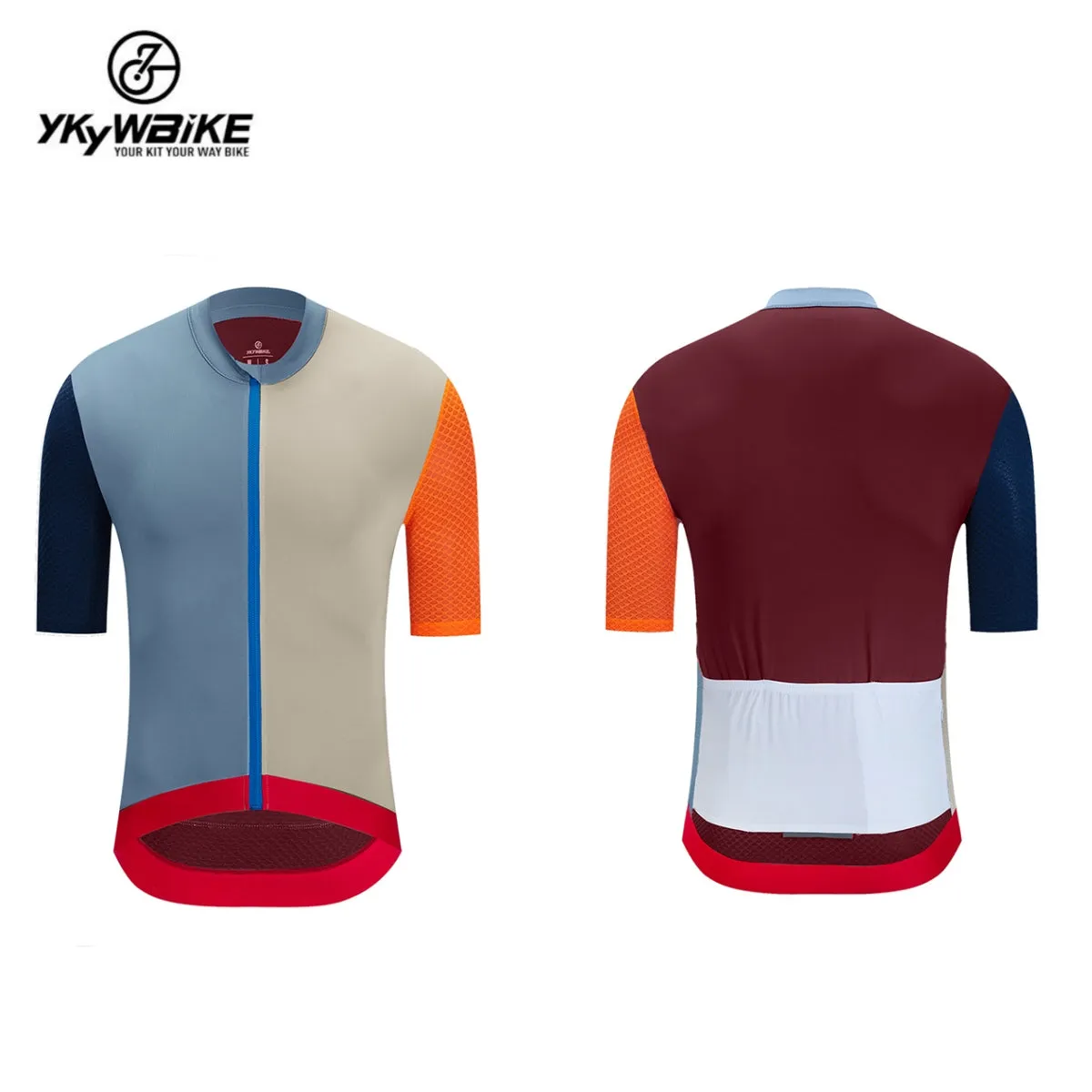 YKYW 2024 Men's New Cycling Jersey Moisture Wicking Quick Dry Multiple Color Combinations Colorblocking Dark Blue Brown