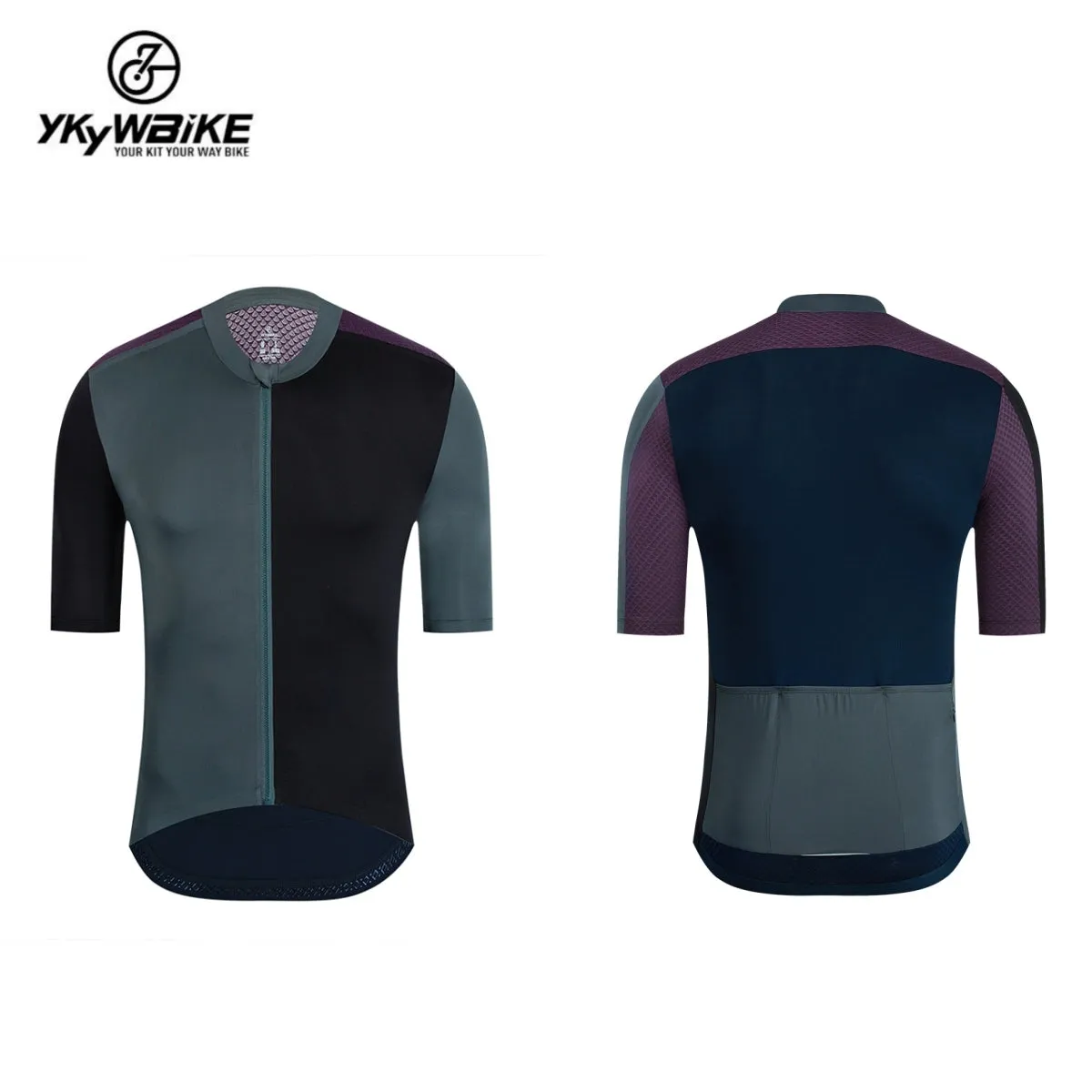 YKYW 2024 Men's New Cycling Jersey Moisture Wicking Quick Dry Multiple Color Combinations Colorblocking Dark Blue Brown