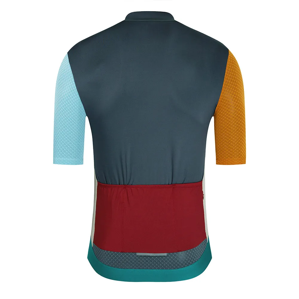 YKYW 2024 Men's New Cycling Jersey Moisture Wicking Quick Dry Multiple Color Combinations Colorblocking Dark Blue Brown