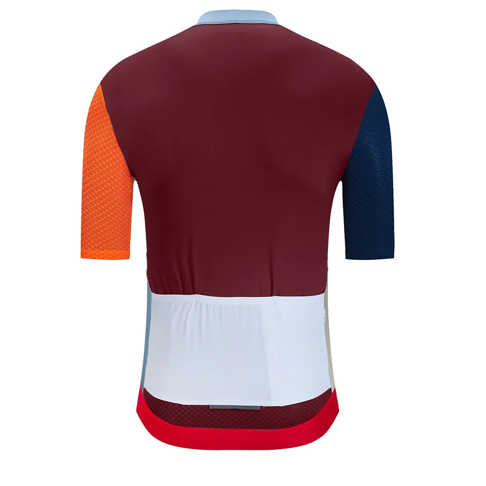 YKYW 2024 Men's New Cycling Jersey Moisture Wicking Quick Dry Multiple Color Combinations Colorblocking Dark Blue Brown