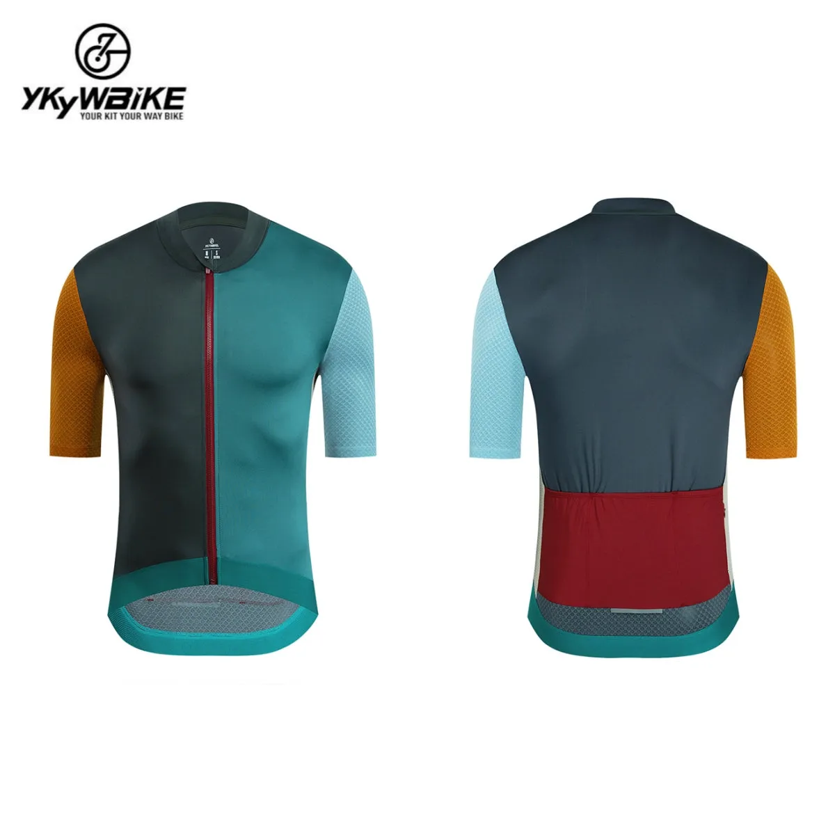 YKYW 2024 Men's New Cycling Jersey Moisture Wicking Quick Dry Multiple Color Combinations Colorblocking Dark Blue Brown