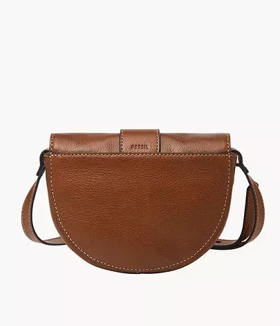 ZB1853200 - Fossil Harwell Brown Leather Small Flap Crossbody Bag For Women